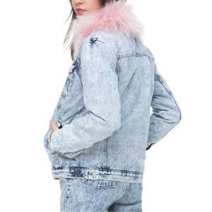 Juicy Couture Demin and Faux pink Fur Jacket